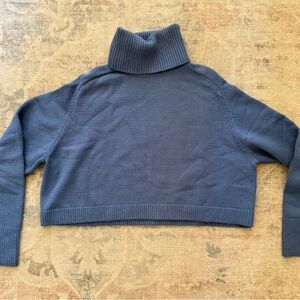 Zara Cropped Blue Turtleneck Sweater
